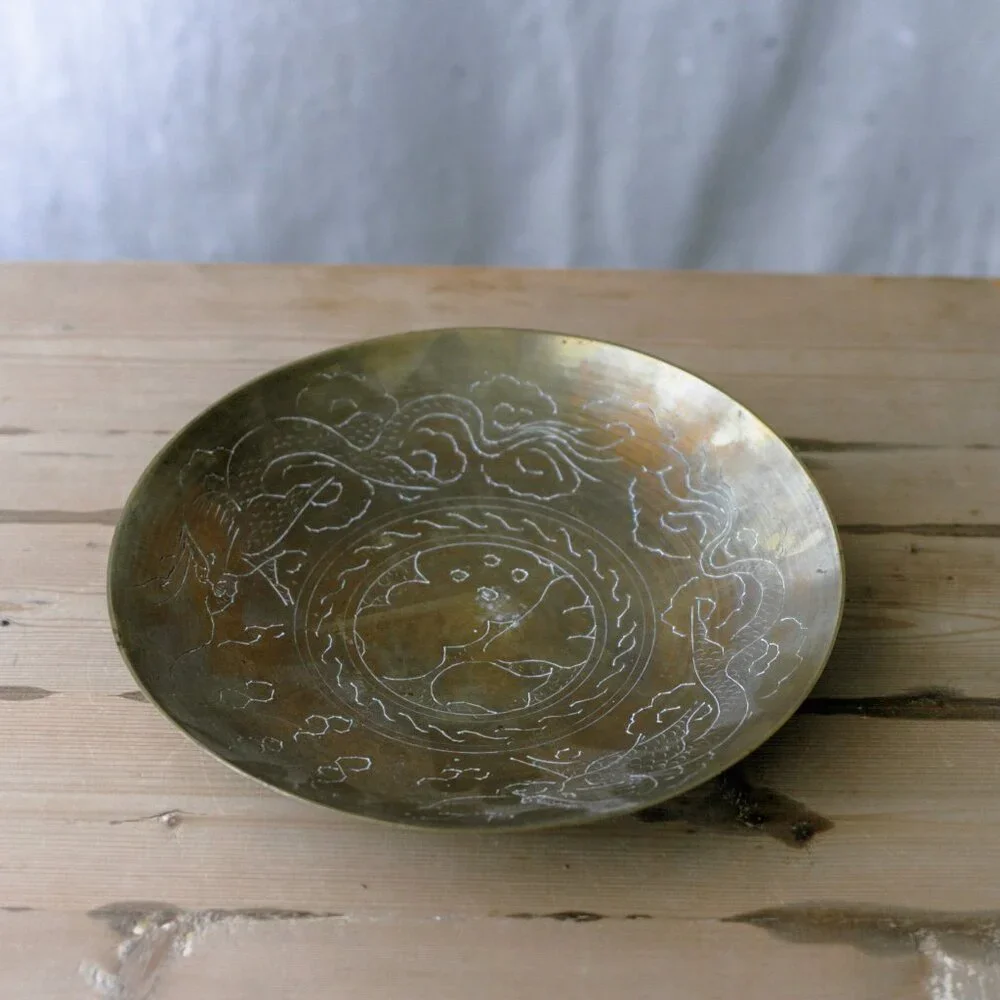 Vintage Brass Shallow Bowl Dish/10